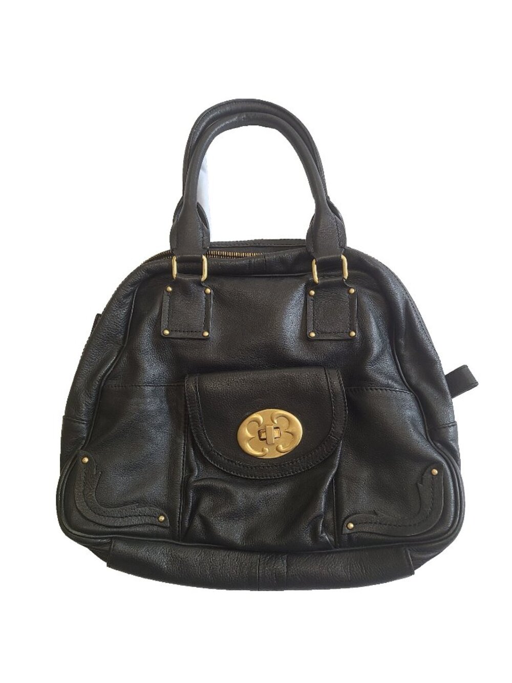 Emma Fox Classic Satchel Black Large Leather Bag Double Handle